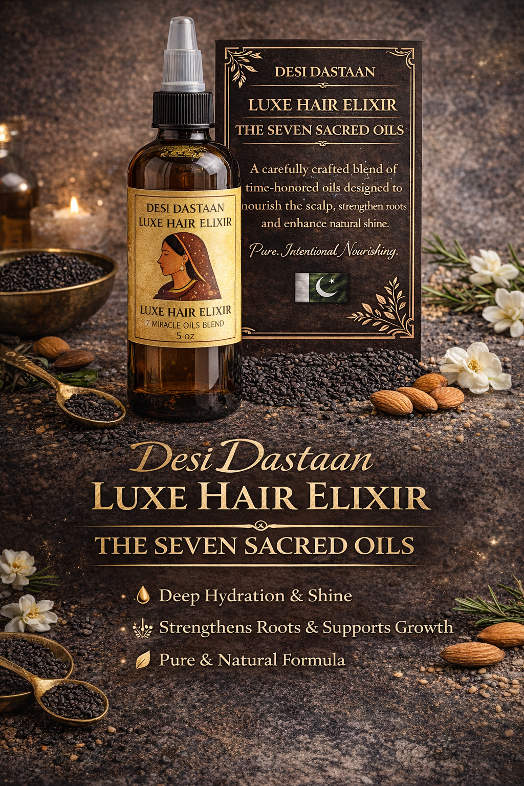 Luxe Hair Elixir – 7 Miracle Oils Blend for Growth & Shine