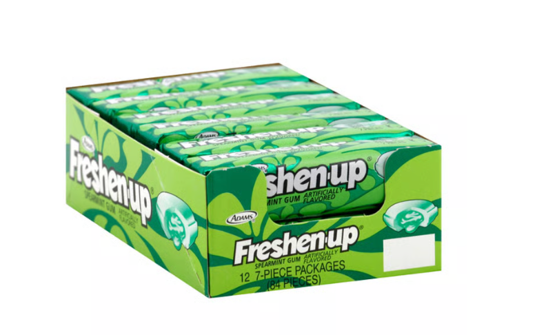 Box of Freshen-up gum on a white background