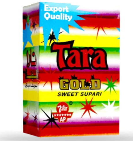 Box of Tara Gold Sweet Supari with colorful design and text on a white background