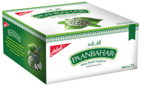 Box of Paanbahar mint mouth freshener with green and white design.