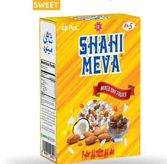 Shahi Meva mixed dry fruits box with '48 Packs Box' text on a white background