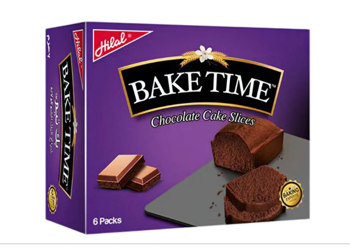Box of Hilal Bake Time Chocolate Cake Slices on a white background