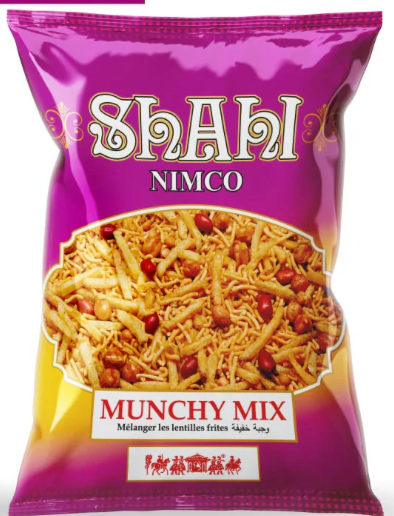 Shahi Nimco Munchy Mix packaging with purple and yellow design
